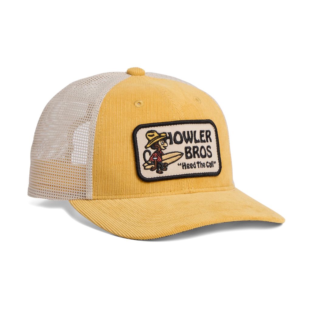El Monito Surfs Badge Hat- Yellow Corduroy